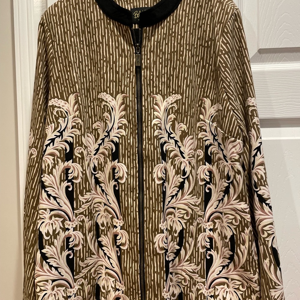 Elegant Brown and Pink Embroidered Women's Jacket